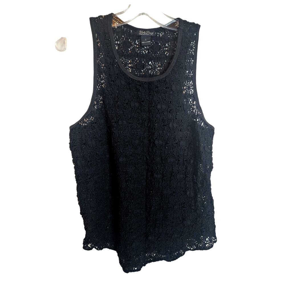 Lucky Brand Open Knit Crochet Tank, Large